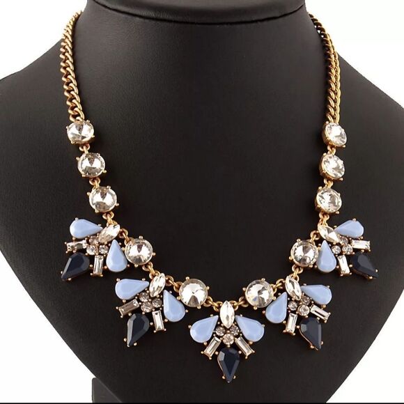 LOFT Gold and Blue Statement Necklace - Picture 5 of 5